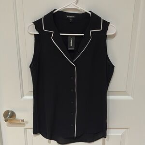 Express black collared button down tank